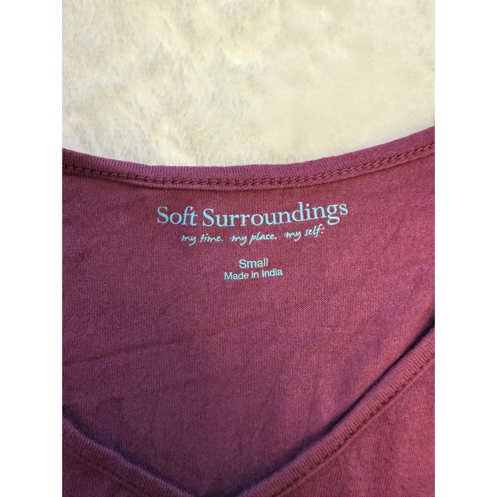 Soft Surroundings Womens Plum Purple V-Neck Viscose Tank Top Size Small 2AZ23 - Picture 6 of 8